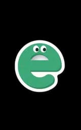 The letter e from the book, with its eyes