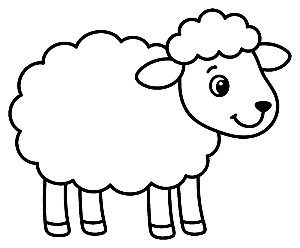 Animal coloring page: a fluffy sheep with a curly coat like a cloud.