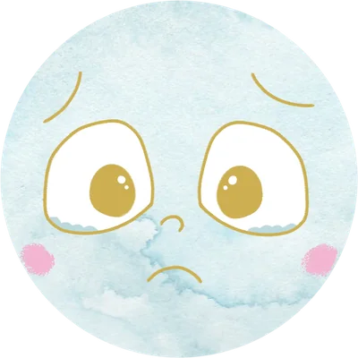 Foo's face close up, sad, with tears in his big eyes.
