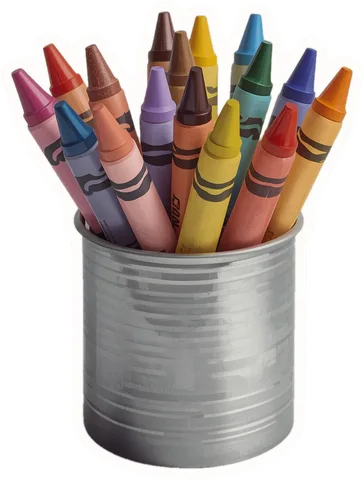 Crayons, a paper cut-out