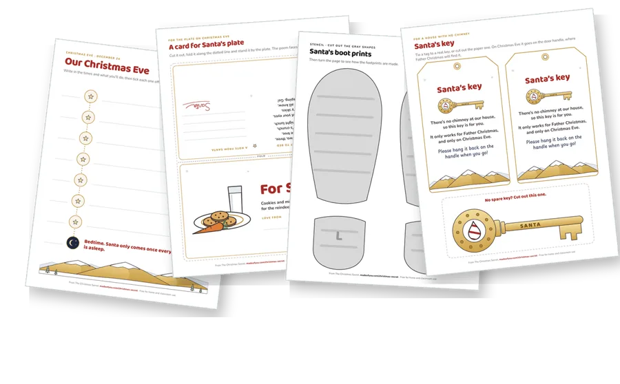 The first pages of the Christmas Eve pack, fanned out